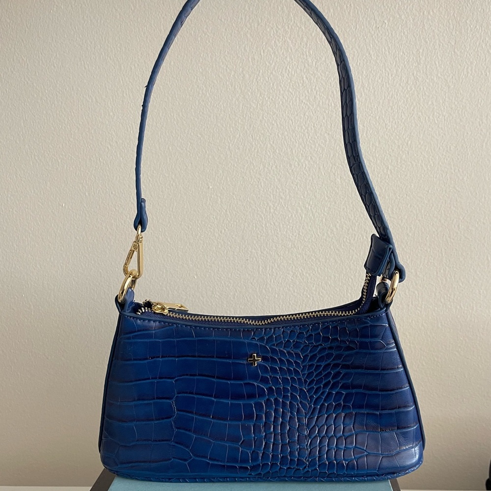 PETA + JAIN Blue Croc Shoulder Bag